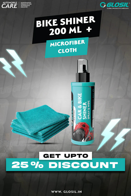 Glosil Car & Bike Shiner 200ml + Microfiber Cloth Combo