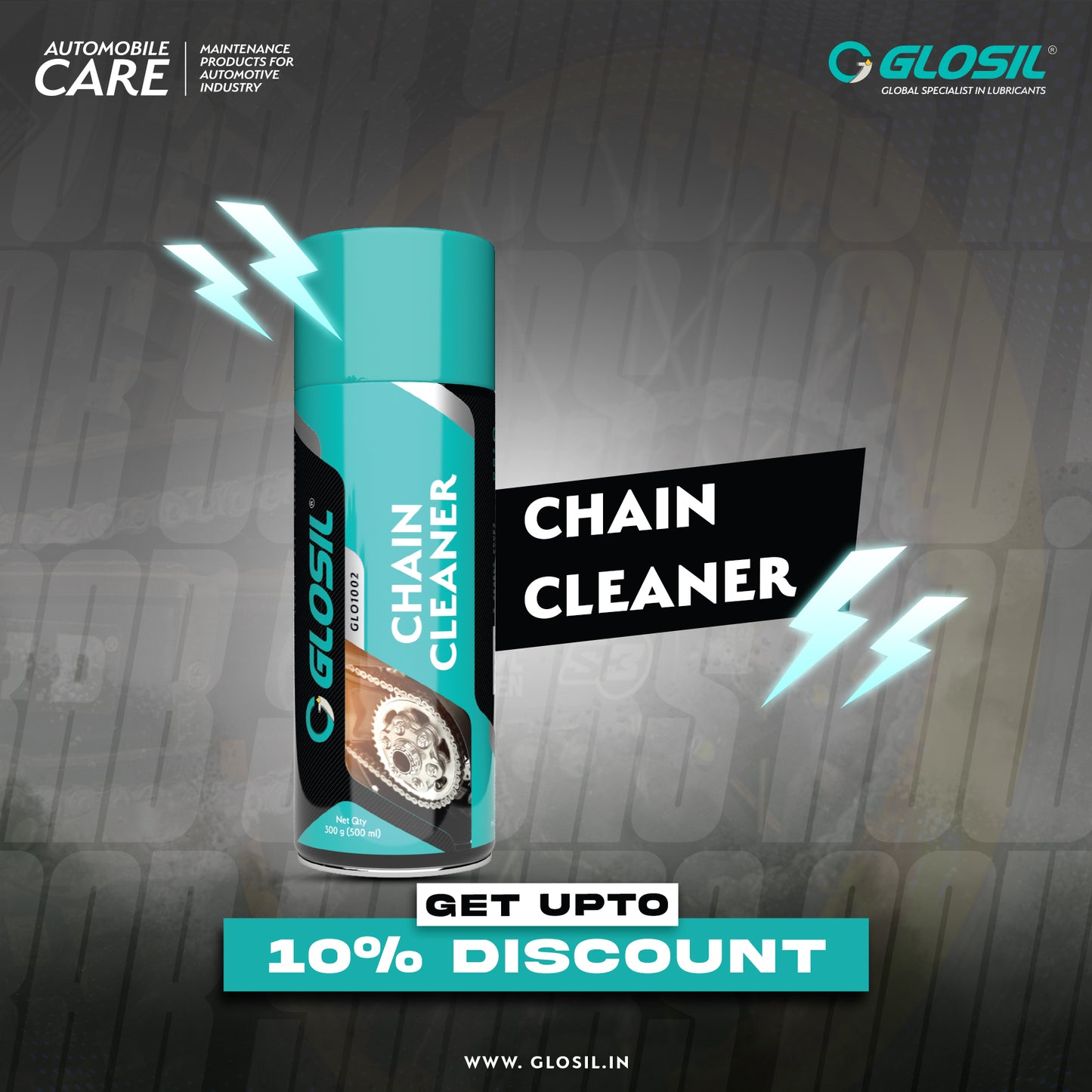 Glosil Chain Cleaner & Cleaning Brush Combo | Chain Cleaner Spray 500 ml + Heavy-Duty Chain Brush